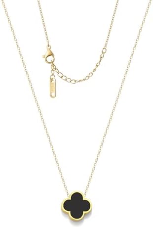 SIDHGN Chic Clover Necklace for Women White/Black/Green/Red/Blue Lucky Necklace Cute Clover Necklace Teen Girls Jewelry Gifts