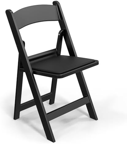 VINGLI Black Resin Plastic Folding Chair with Padding Seat Weight Capacity to 650 lbs for Indoor Ourdoor Use, 1 PC