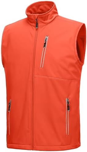 33,000ft Men's Windproof Lightweight Golf Vest Outerwear with Pockets, Softshell Sleeveless Jacket for Running Hiking Sports