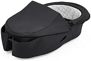Stokke Xplory X Carry Cot, Rich Black - Detachable Cot for Xplory X Stroller - Soft Interior Lining & Breathable Mattress - with Removable Wind Cover & Two Easy-Access Pockets