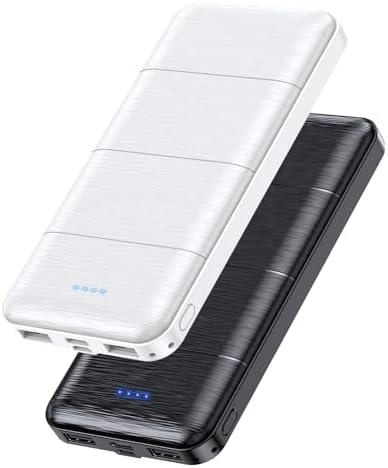 LOVELEDI Portable-Charger-Power-Bank - 2 Pack 15000mAh Dual USB Power Bank Output 5V3.1A Fast Charger Portable Charger Compatible with Smartphones and All USB Devices (Deep Black and White)