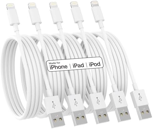 Original [Apple MFi Certified] iPhone Charger,5Pack(3/3/6/6/10 FT) iPhone Charger Fast Charging Lightning Cable iPhone Charger Cord for iPhone 14/13/12/11 Pro Max/XS MAX/XR/XS/X/8/7 Plus iPad AirPods