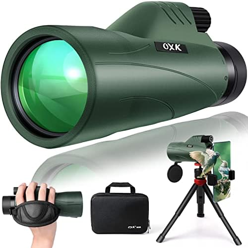 12x56 High Power Monocular with Phone Adapter, Tripod, Bag - BAK4 Prism & FMC Lens for Bird Watching, Hunting, Hiking, Camping