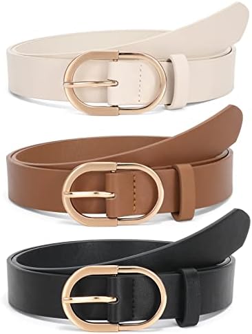 JASGOOD Women’s Leather Belts for Jeans Pants Fashion Ladies Belt with Gold Buckle