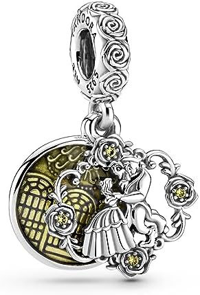 Pandora Disney, Beauty and the Beast Dancing Belle and the Beast 925 Sterling Silver Dangle Charm - 799014C01