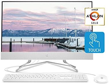 HP 24-inch All-in-One Touchscreen Desktop Computer, AMD Athlon Gold 3150U Processor, 8 GB RAM, 512 GB SSD, Windows 10 Home (24-df0040, White), Snow White