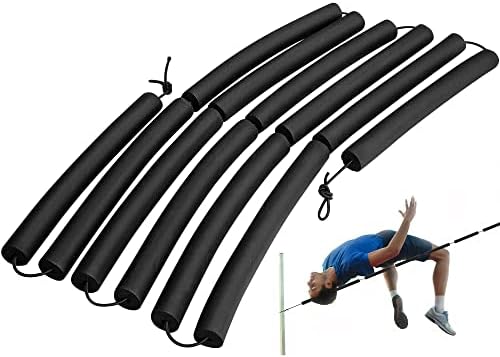 moonoom High Jump Training Equipment, 9.9 Ft Long High Jump Bungee Elastic Crossbar, Cord Training Equipment Foam for Beginners Athletes Practice, Black