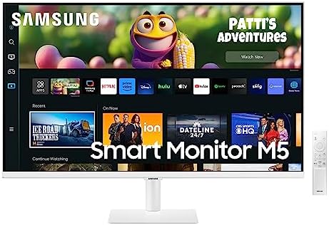 SAMSUNG 32" M50C Series FHD Smart Monitor w/Streaming-TV, 4ms, 60Hz, HDMI, HDR10, Watch Netflix, YouTube and More, IoT Hub, Mobile Connectivity, LS32CM501ENXZA, White