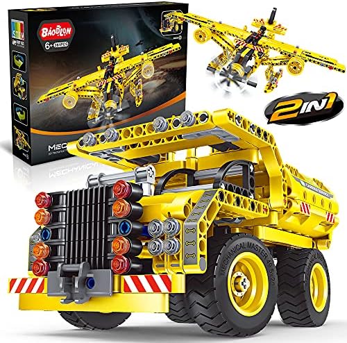 STEM / Building Toy for Ages 5, 6, 7, 8, 9, 10, 11, 12 Years Old Kid, Boy, Girl - 2-in-1 Truck Airplane Take Apart Toy, 361 Pcs DIY Building Kit, Learning Engineering Construction Toy, Ideal Gift