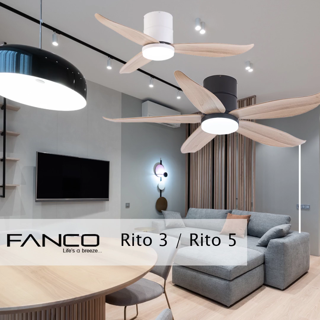 [FREE Installation] Fanco Rito 3 5 Blades SMART WIFI Ceiling Fan works with Google Assistant or Amazon Alexa