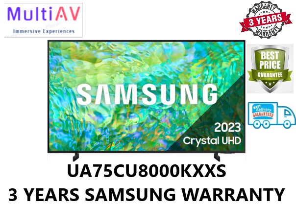 SAMSUNG UA75CU8000KXXS * AIR SLIM DESIGN * 75INCH 4K ULTRA HD SMART LED TV * UA75CU8000 * 75CU8000 * 3 YEARS SAMSUNG WARRANTY * 2023 MODEL * NEW SET * SEALED SET