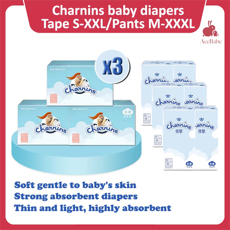 Ready Stock [Bundle of 3 Cartons Charnins Pants ]Minimum order 3 cartons M-XXXL Baby disposable Diaper tape Pants