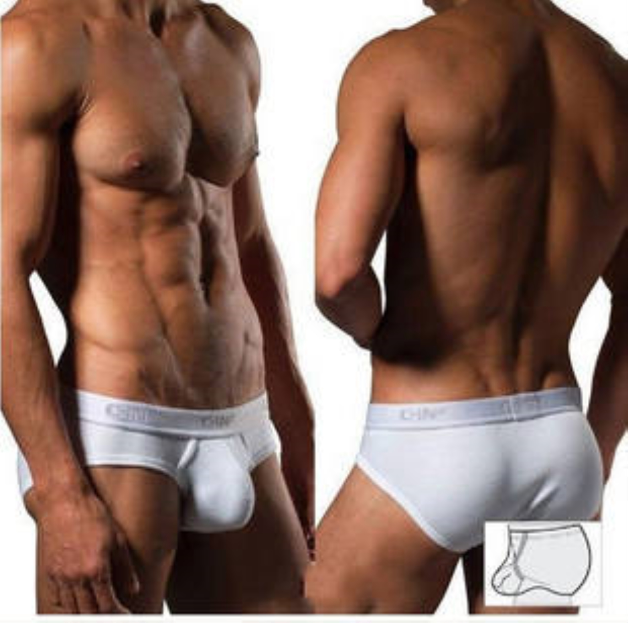 C-IN2 Men's Underwear Ribbed Cotton Underwear Low Waist Sexy Underwear Ring Briefs Black White
