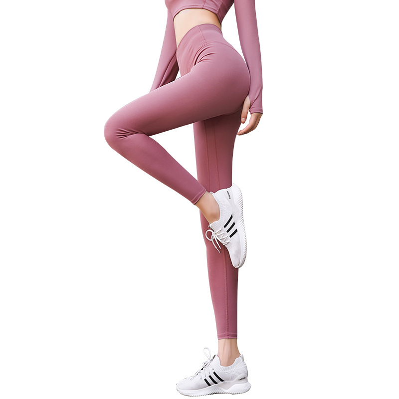 European and American traceless long fast-drying women's peach fitness sports tight high waist nude running hip lifting yoga pants