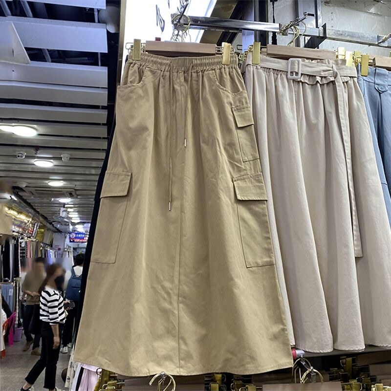 ▣ UNIQLO Skirt Women's 2023 Autumn New High Waist Slim Korean Version Solid Color Versatile Workwear Skirt Casual A-Line Skirt